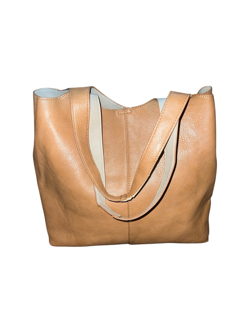 Pebbled Leather Slouchy Hobo Tote Bag with Removable Pouch Camel Tan - Picture 3 of 4